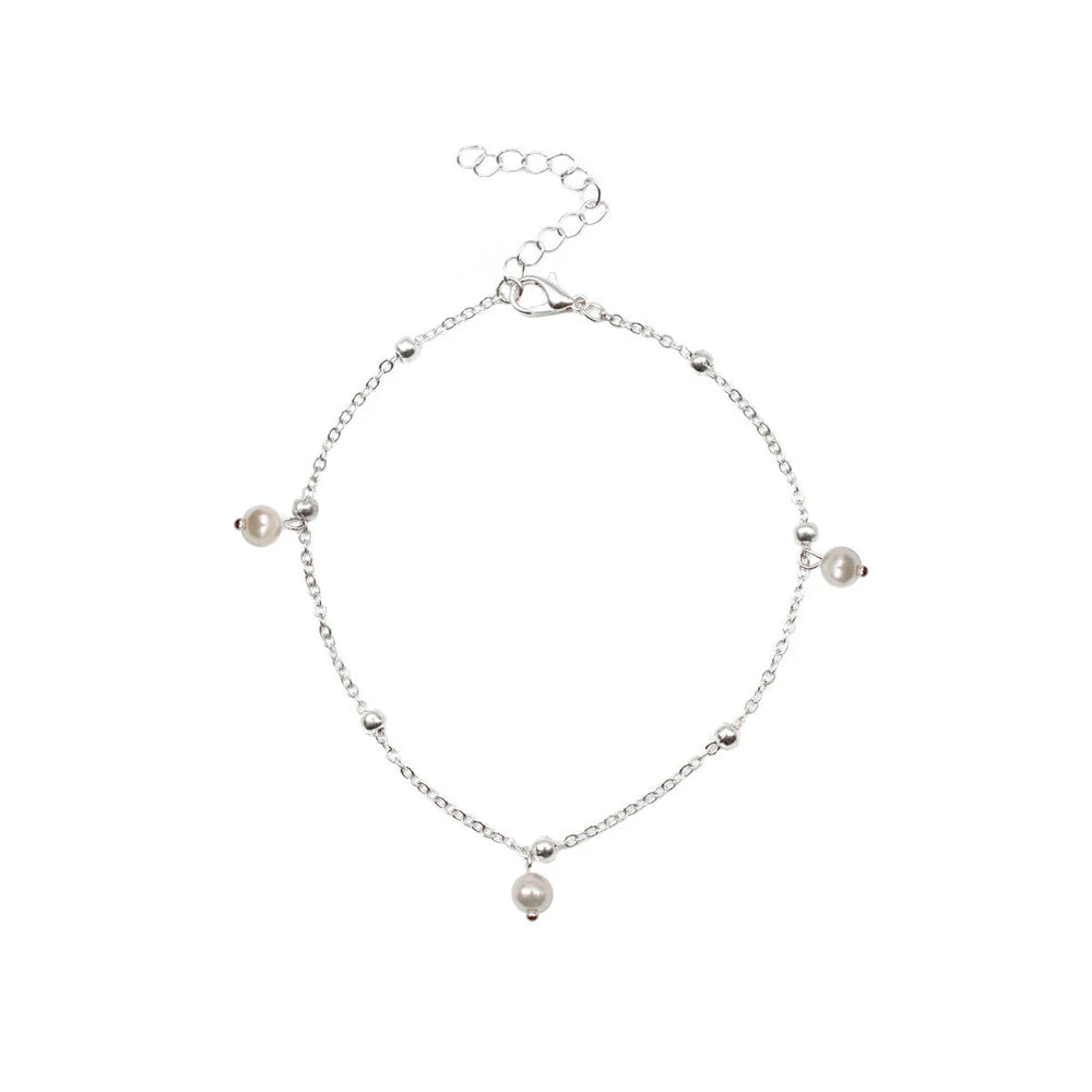 Pearl Charm Anklet – Gold & Silver Stainless Steel Waterproof Anklet | Tarnish-Free Beach & Everyday Jewelry