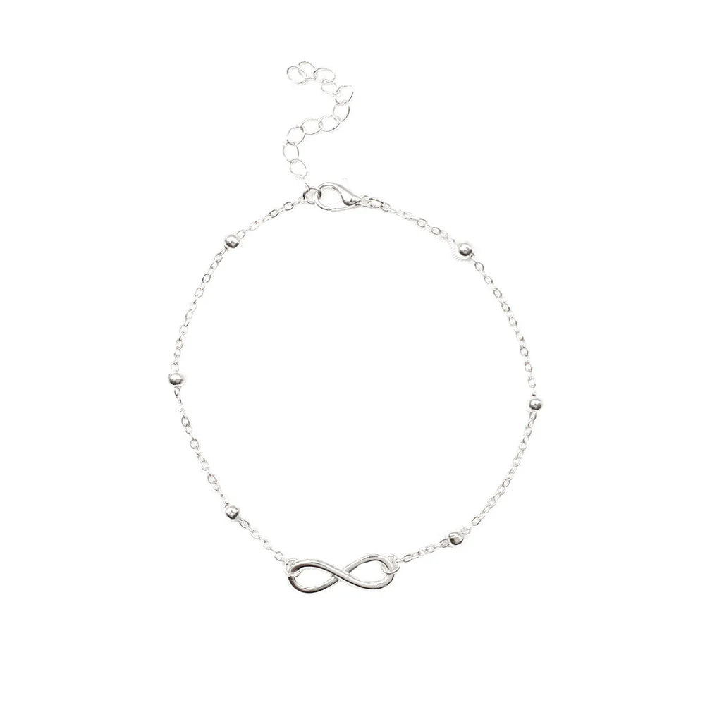 Infinity Anklet for Women – Gold & Silver Adjustable Chain Anklet, Waterproof Tarnish-Free Stainless Steel Beach Anklet Gift