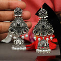 Pearl Drop Oxidised Jhumka Earrings