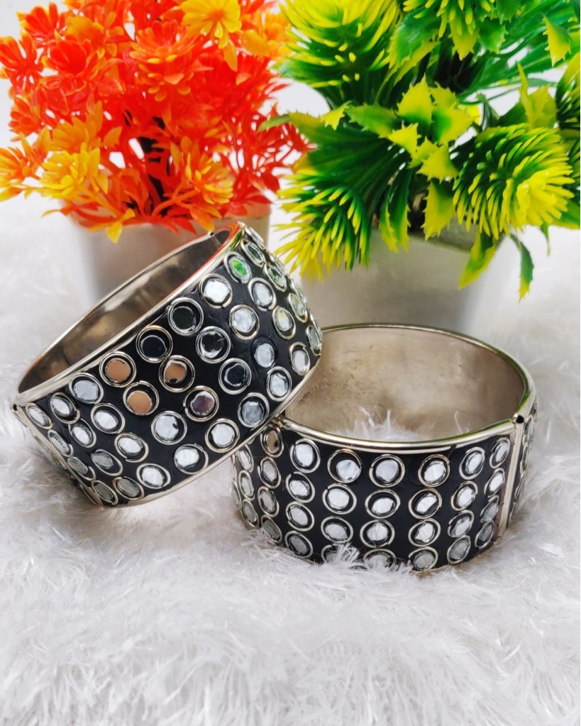 Mirror Black Oxidised Kada Bracelet