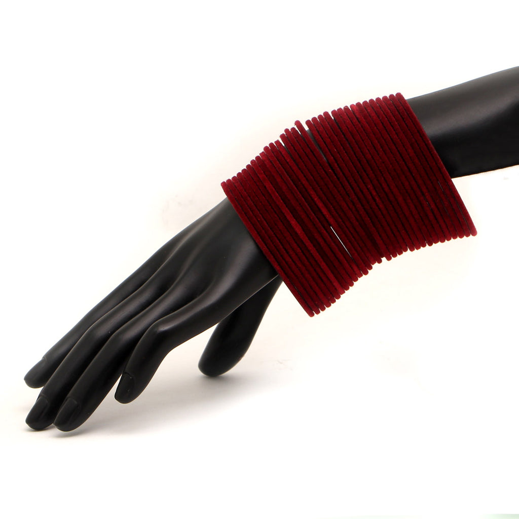 Maroon Velvet Bangles Set
