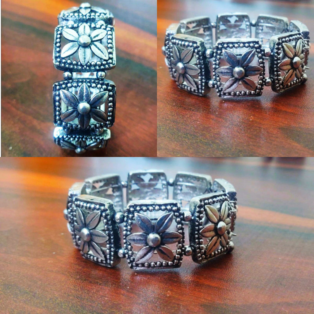 Floral Heritage Oxidised Kada Bracelet