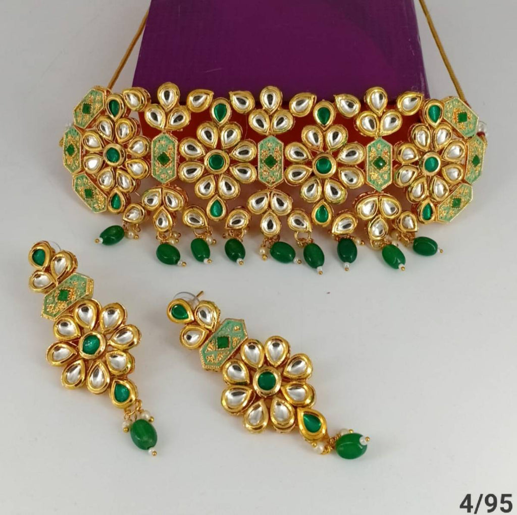 Royal Kundan Green Choker Set