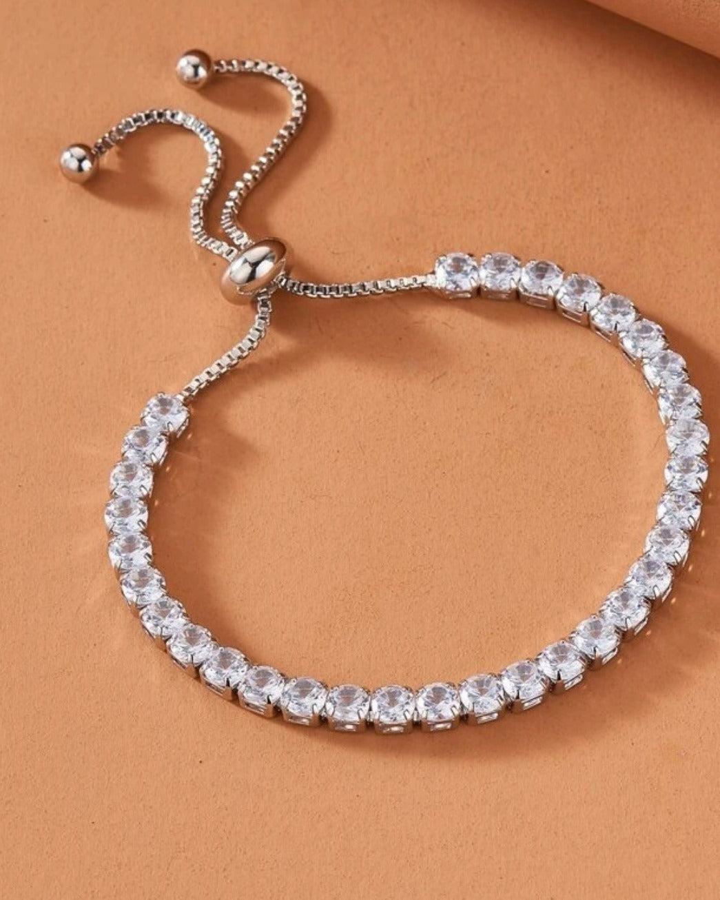 Luxury Crystal Tennis Bracelet for Women | Adjustable Silver CZ Bracelet | Celeste Crystal Tennis Bracelet