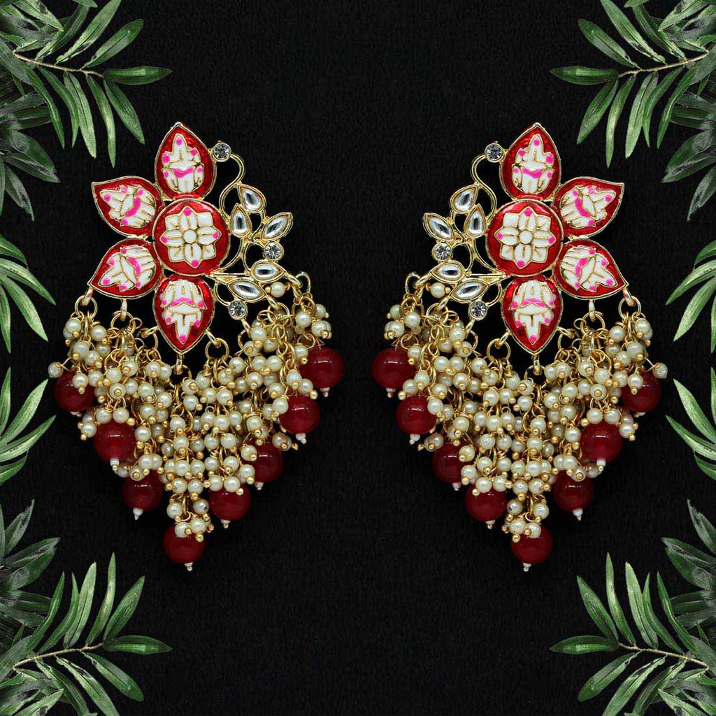 Traditional Floral Chandbali Earrings