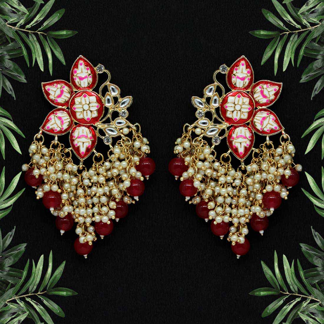Traditional Floral Chandbali Earrings