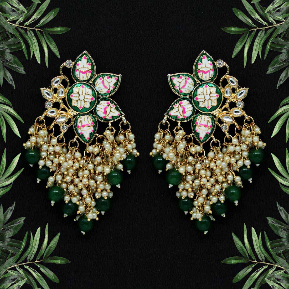 Traditional Floral Chandbali Earrings