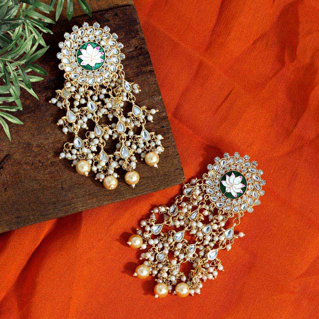 Kundan Pearl Chandelier Earrings
