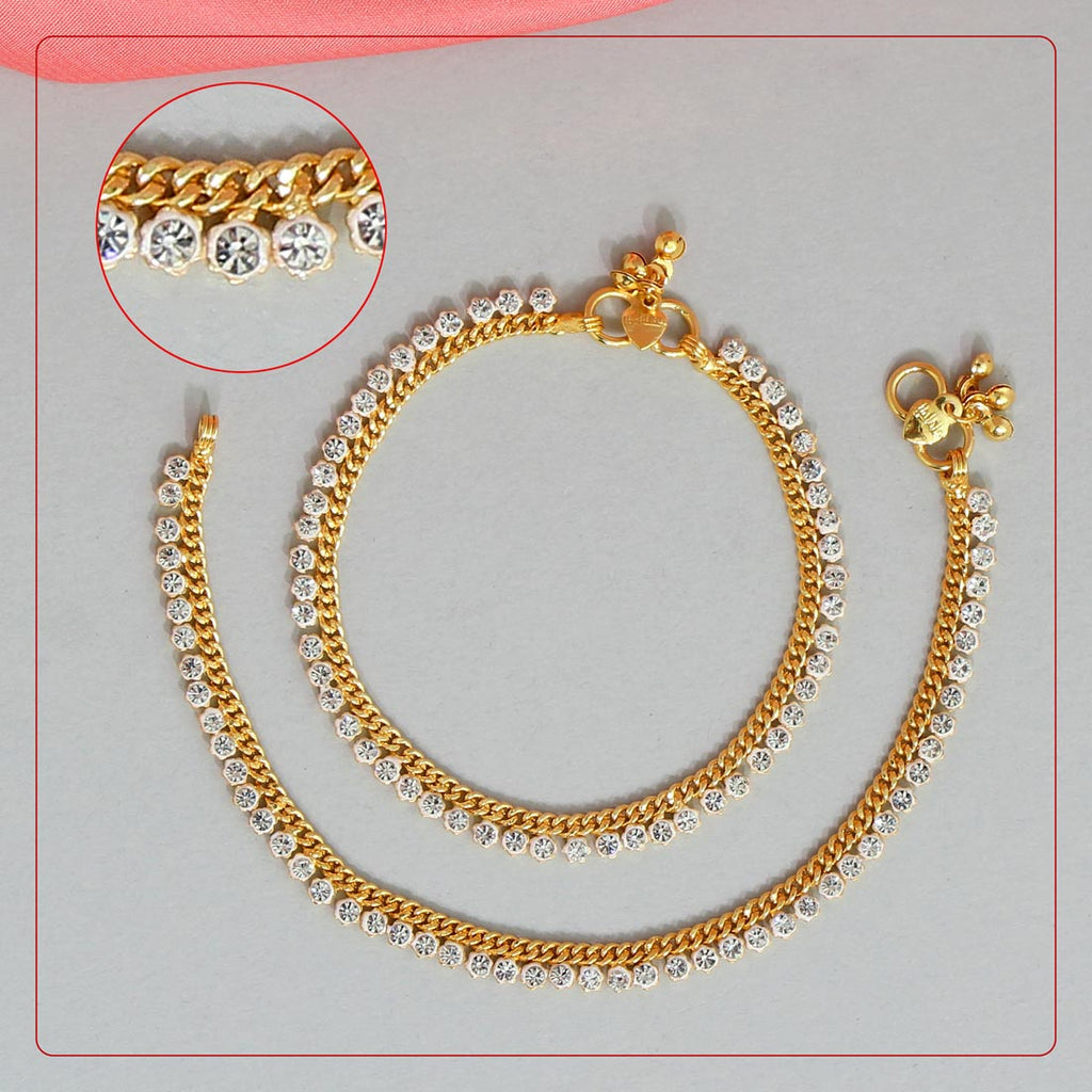 Kids Gold Anklet with Crystal Stones