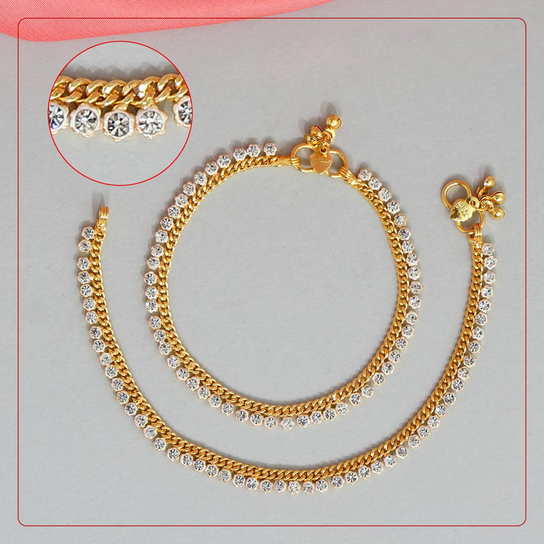 Kids Gold Anklet with Crystal Stones
