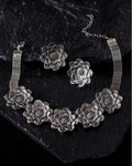 Black Oxidised Floral Necklace Set