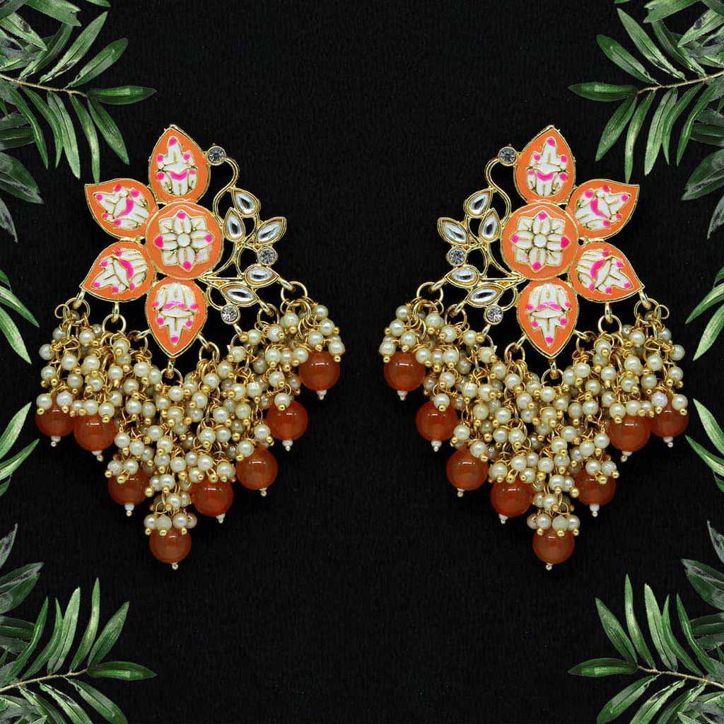Traditional Floral Chandbali Earrings