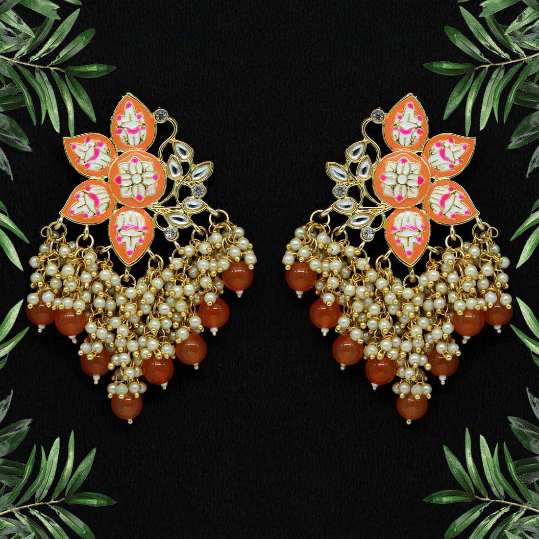 Traditional Floral Chandbali Earrings