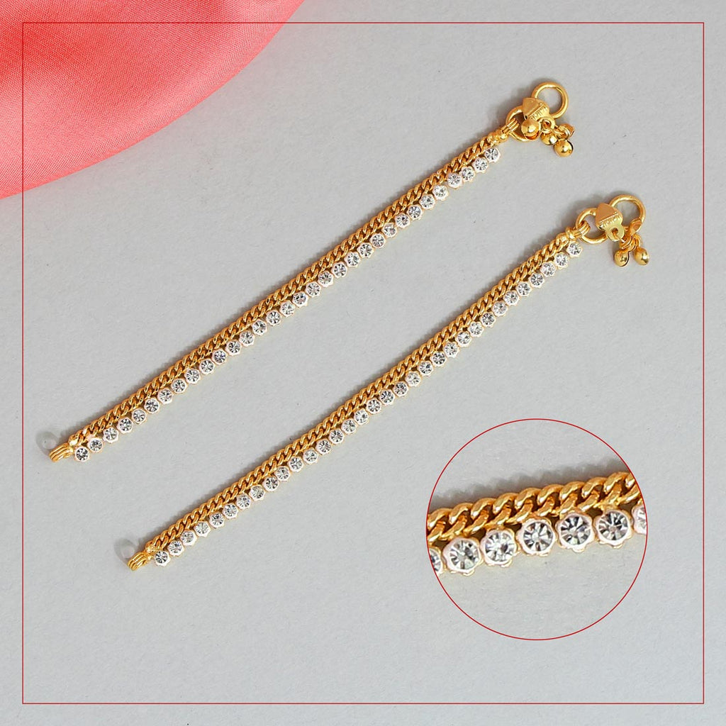 Kids Gold Anklet with Crystal Stones