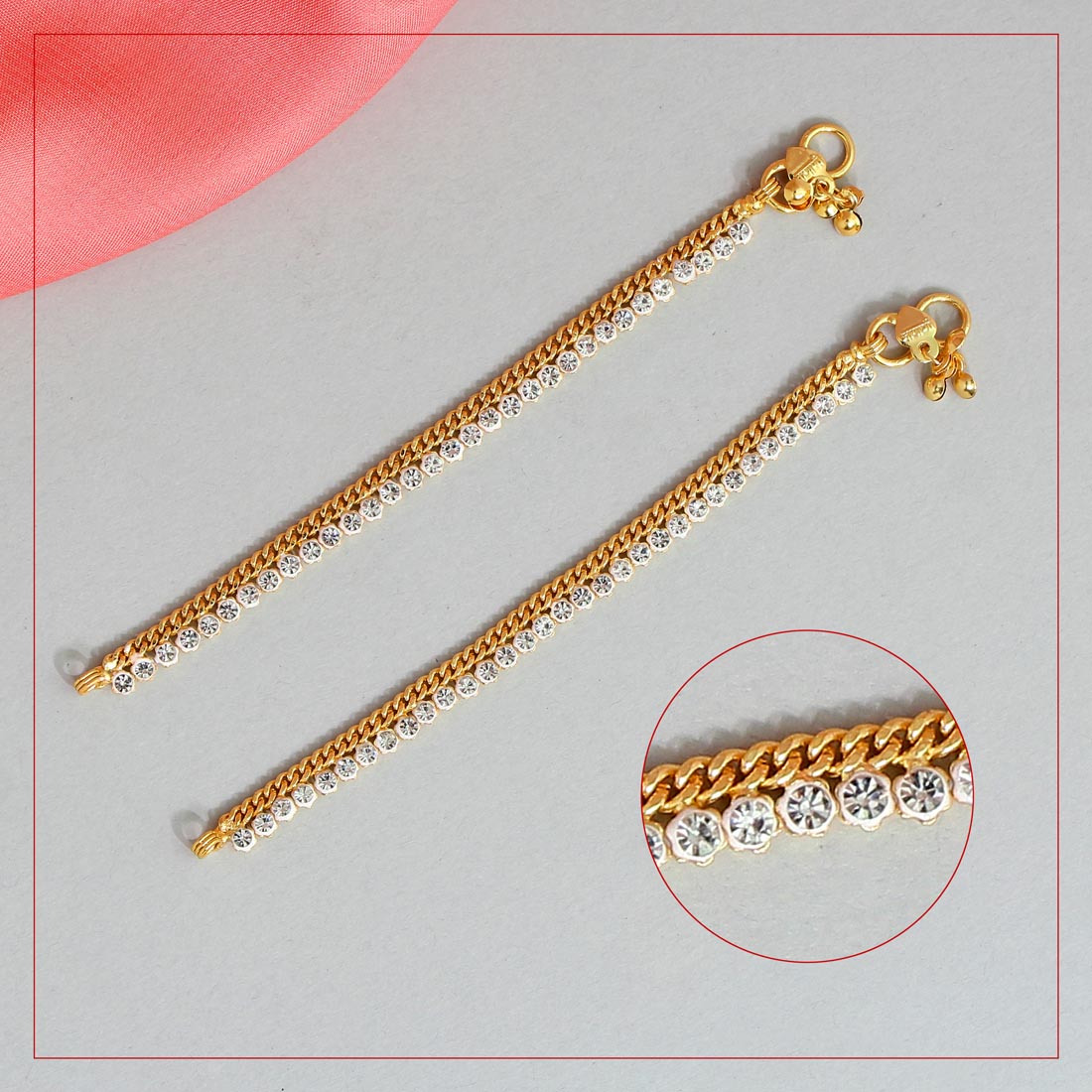 Kids Gold Anklet with Crystal Stones