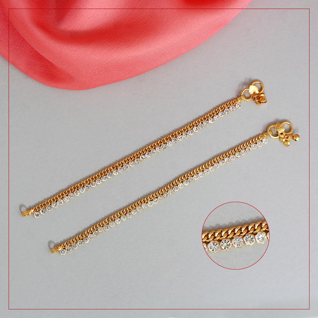 Kids Gold Anklet with Crystal Stones