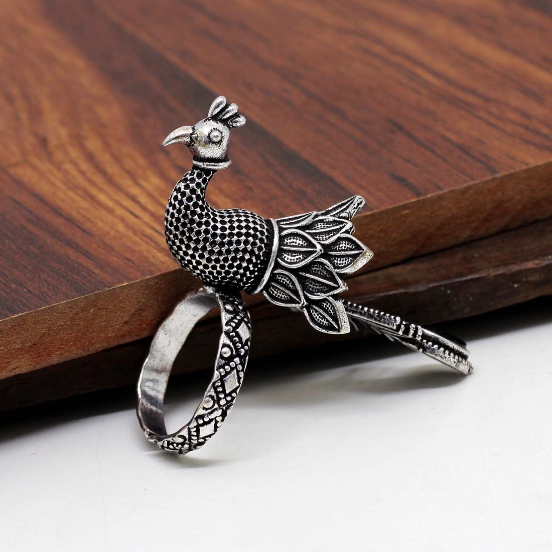 Oxidised Peacock Ring