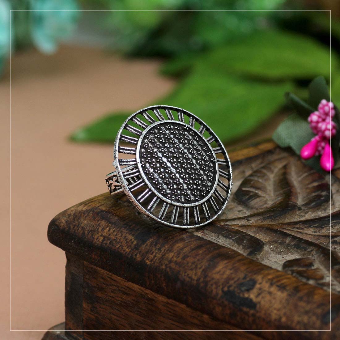 Oxidised Adjustable Statement Ring