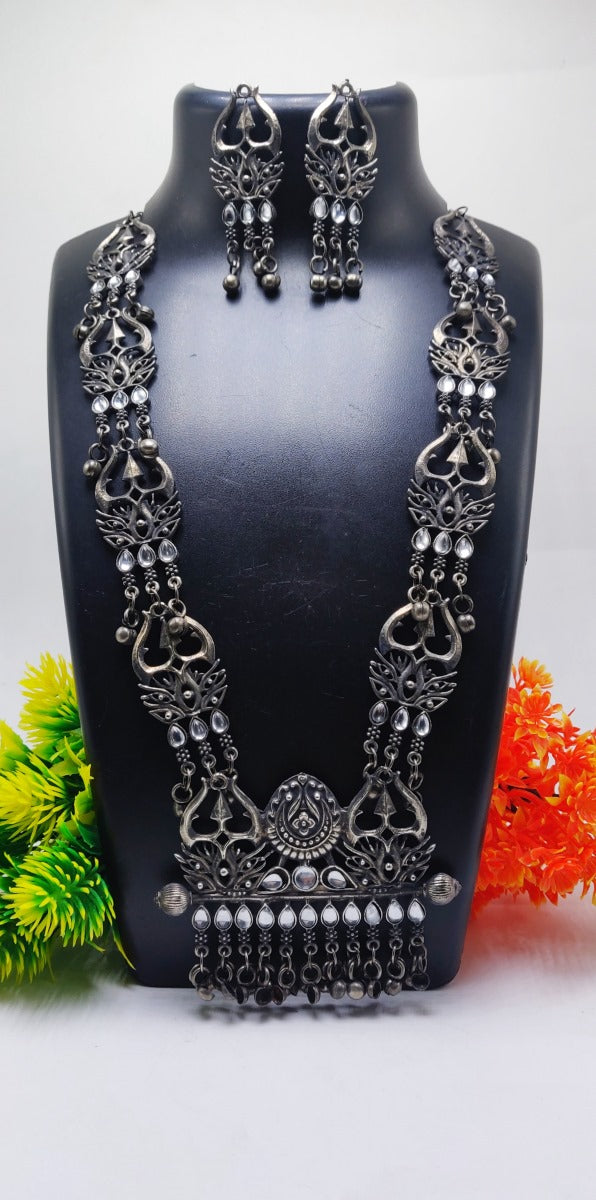 Black Oxidised Statement Necklace Set
