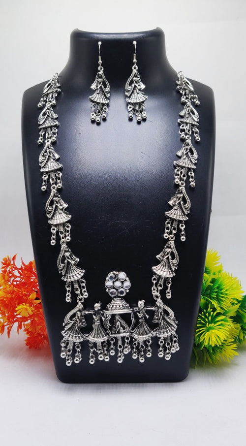 Dancing Doll Oxidised Long Necklace Set