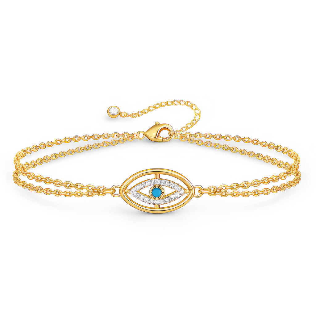 Evil Eye Necklace & Bracelet Set – 18K Gold Plated Stainless Steel | Waterproof Tarnish-Free Evil Eye Jewelry