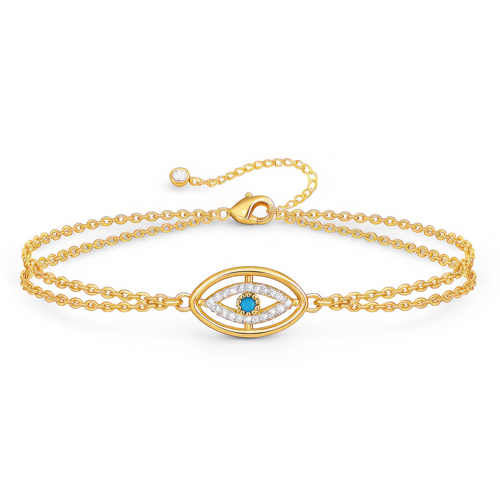 Evil Eye Necklace & Bracelet Set – 18K Gold Plated Stainless Steel | Waterproof Tarnish-Free Evil Eye Jewelry