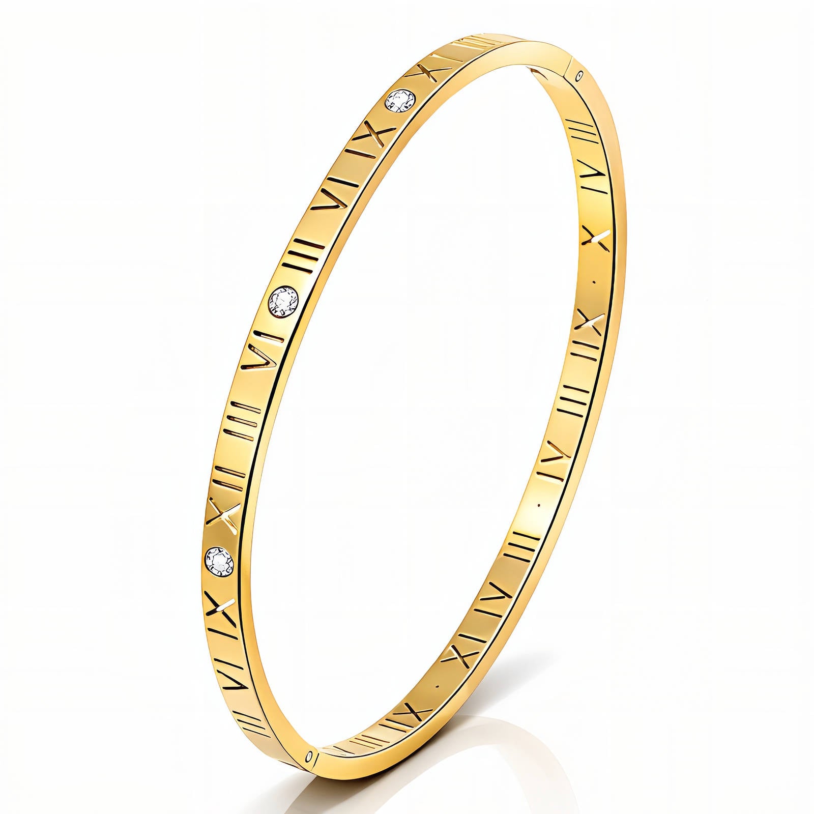 Gold and Silver Roman Numeral Bangle Bracelet