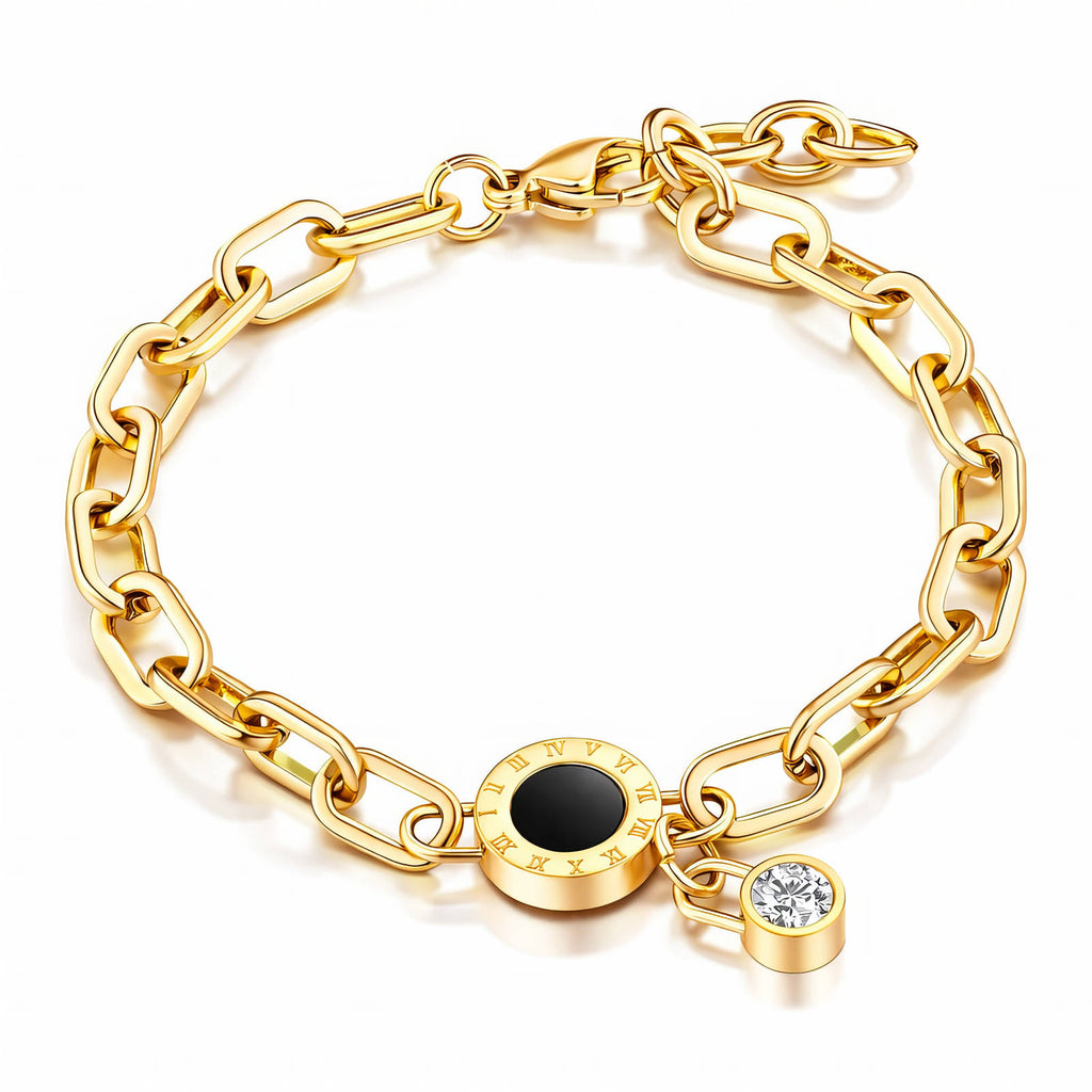 18K Gold Plated Roman Bracelet with Charm