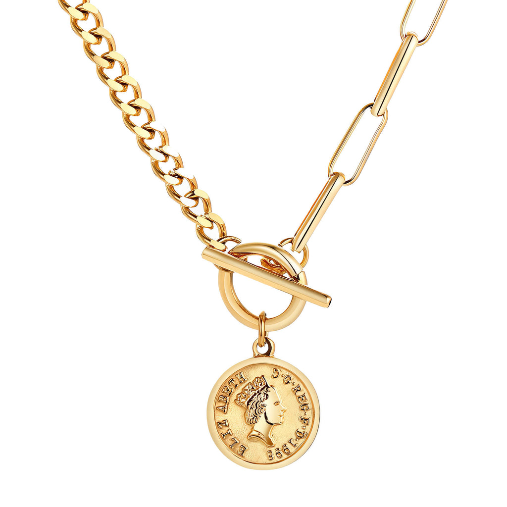Gold & Silver Coin Charm Necklace
