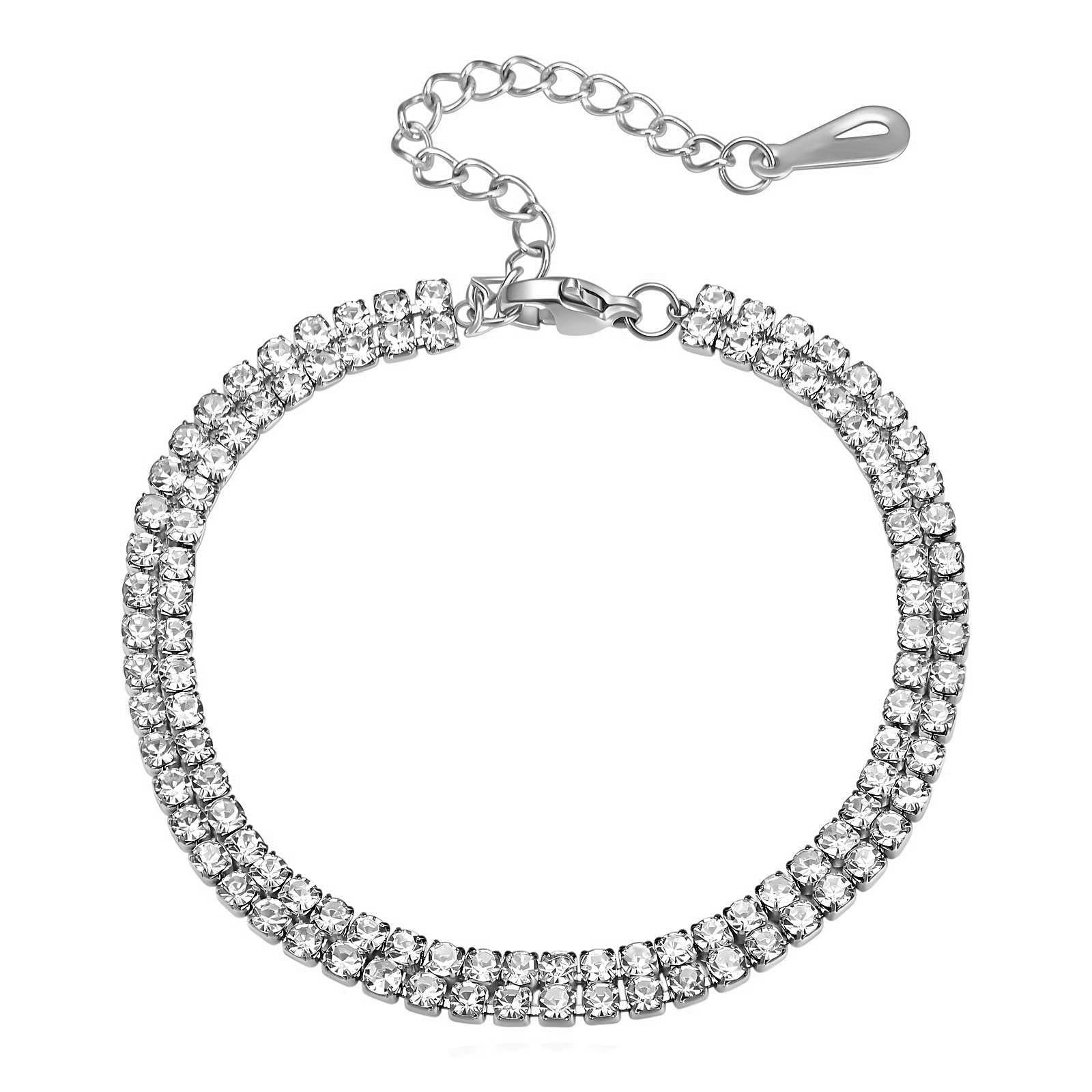 Luxury Tennis Bracelet | Waterproof Tarnish-Free 18K Gold & Silver Stainless Steel Crystal Bracelet for Women