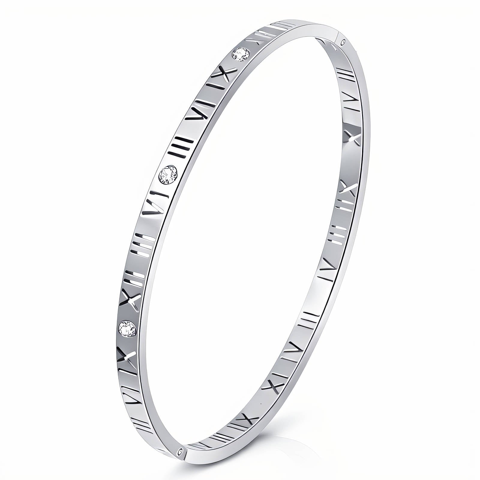 Luxury Roman Numeral Jewelry Collection | Gold & Silver Necklace, Bracelet, Bangle Bracelet & Earrings Set | Waterproof Tarnish-Free Stainless Steel Gift for Her
