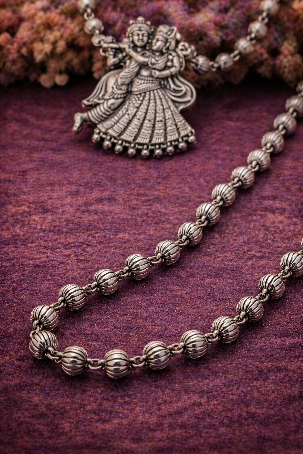Radha Krishna Oxidised Long Necklace Set