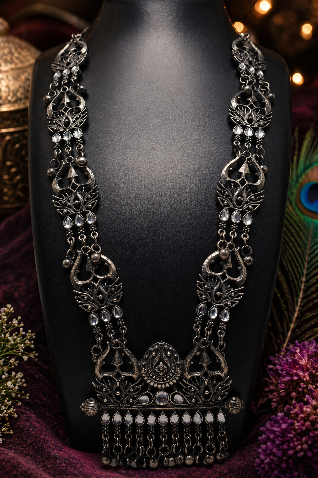 Black Oxidised Statement Necklace Set