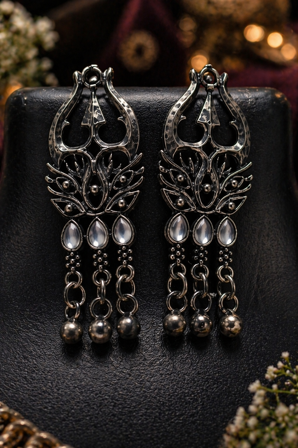 Black Oxidised Statement Necklace Set