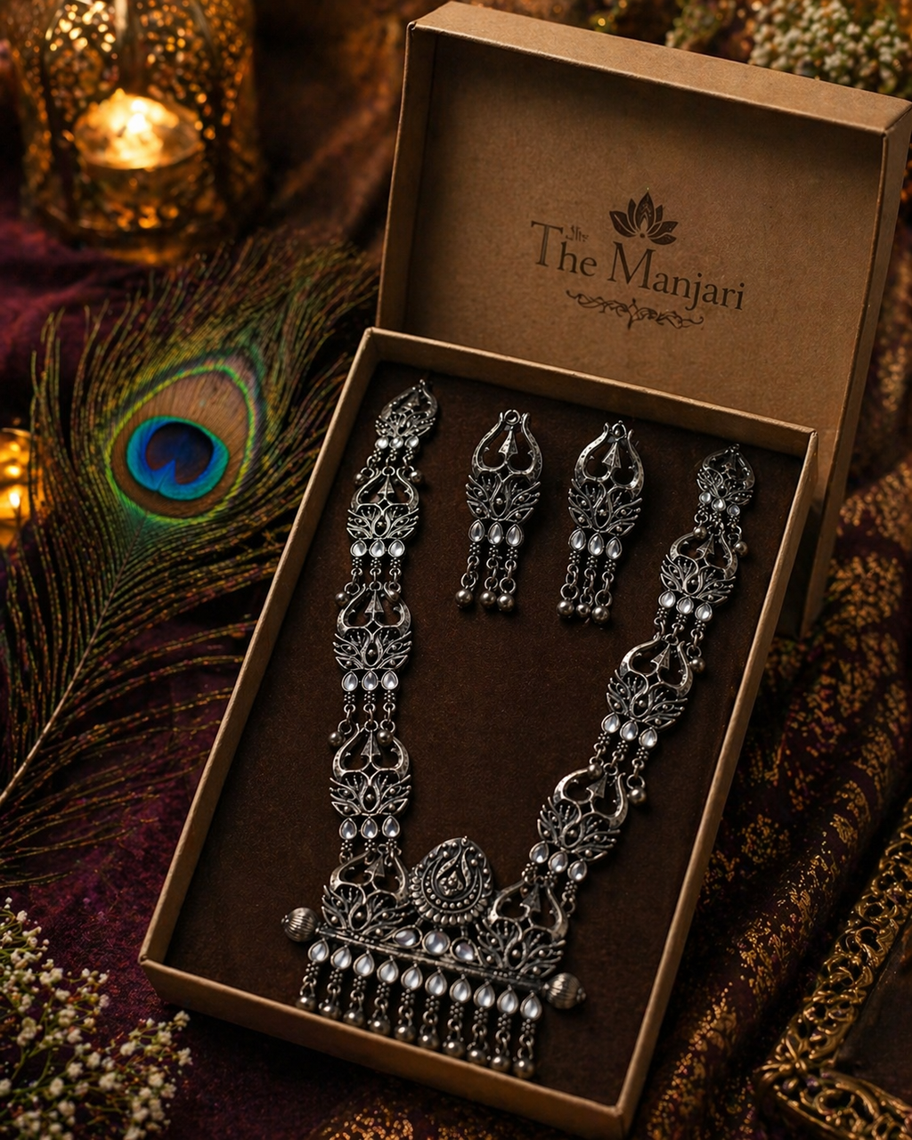 Black Oxidised Statement Necklace Set