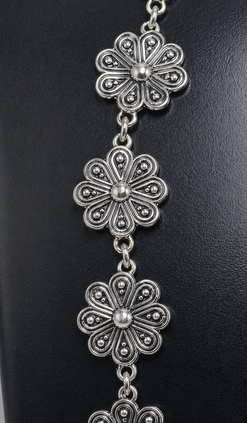 Floral Oxidised Long Necklace Set