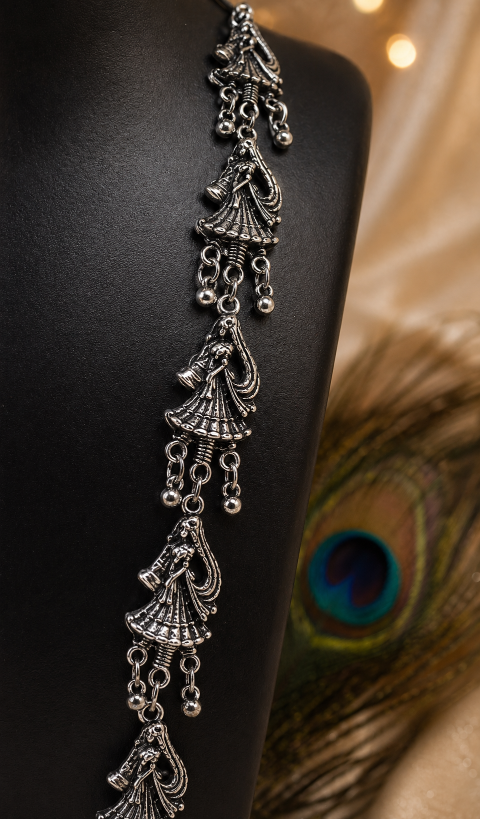 Dancing Doll Oxidised Long Necklace Set