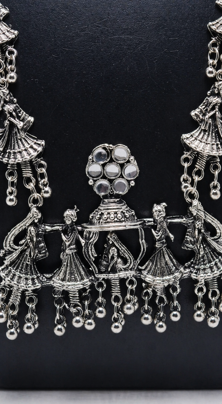 Dancing Doll Oxidised Long Necklace Set