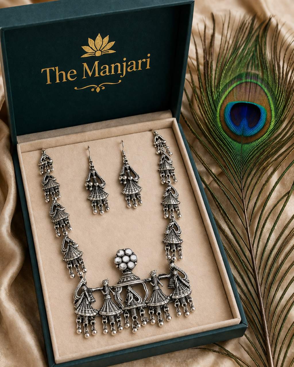 Dancing Doll Oxidised Long Necklace Set