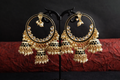 High Gold Hoop Chandbali Jhumka Earrings with Pearls