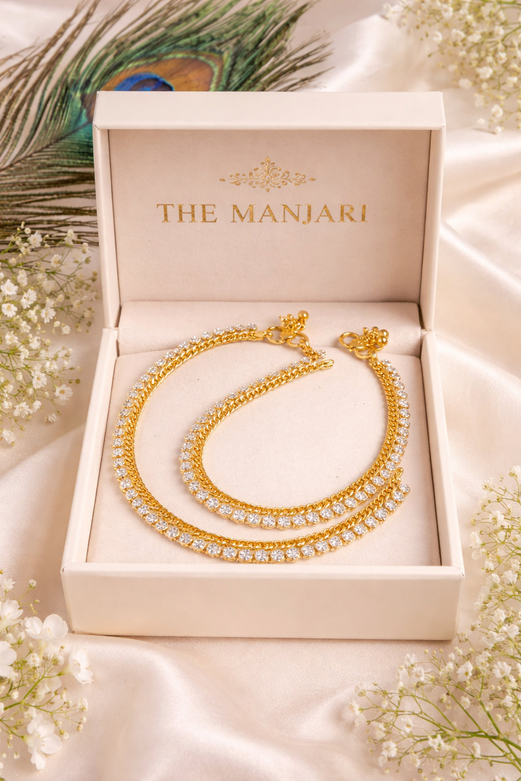 Kids Gold Anklet with Crystal Stones