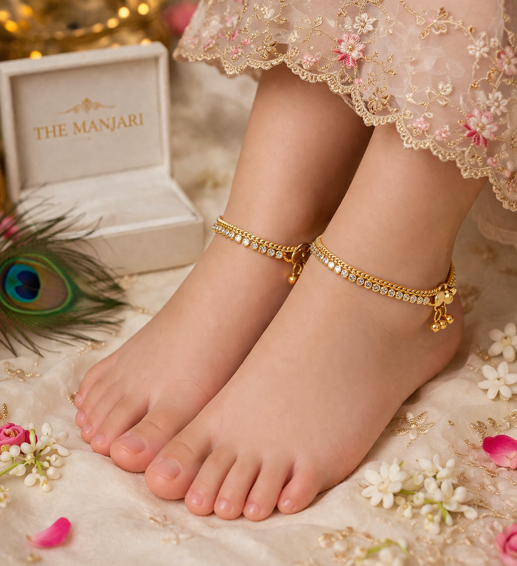 Kids Gold Anklet with Crystal Stones