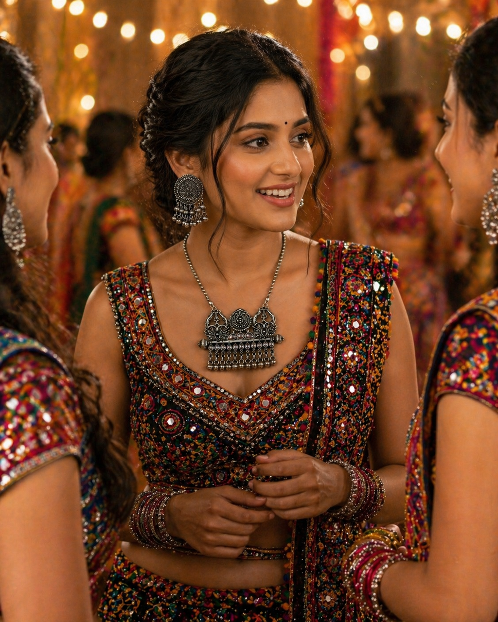 Regal Temple Cascade Long Necklace Set
