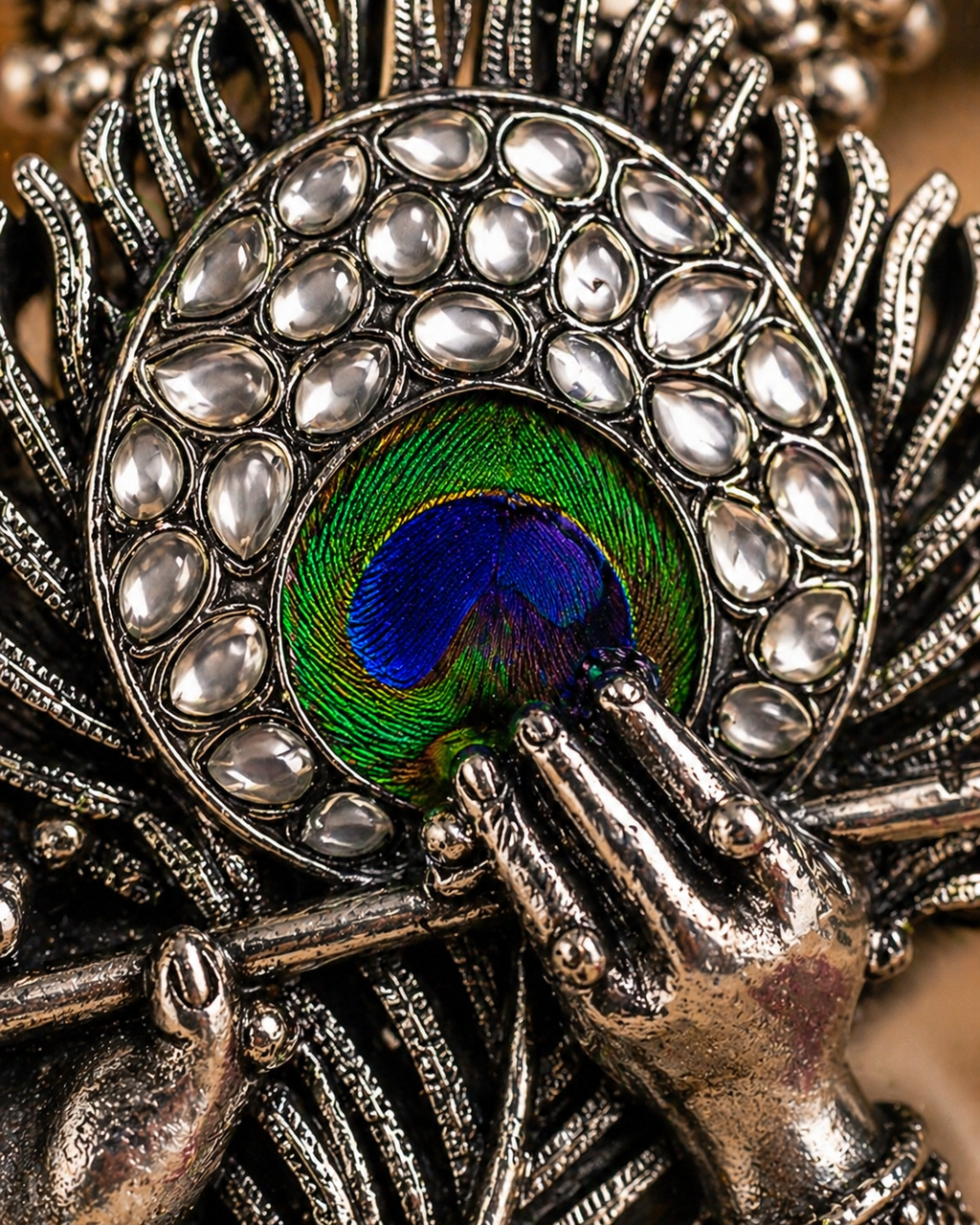 Divine Krishna Peacock Long Necklace Set