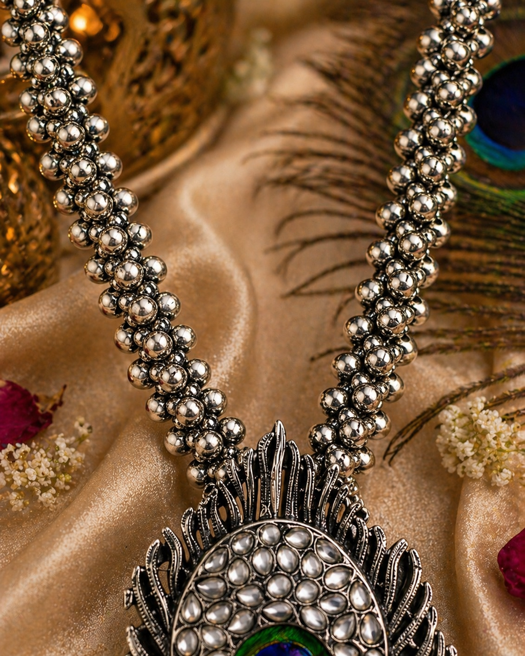 Divine Krishna Peacock Long Necklace Set