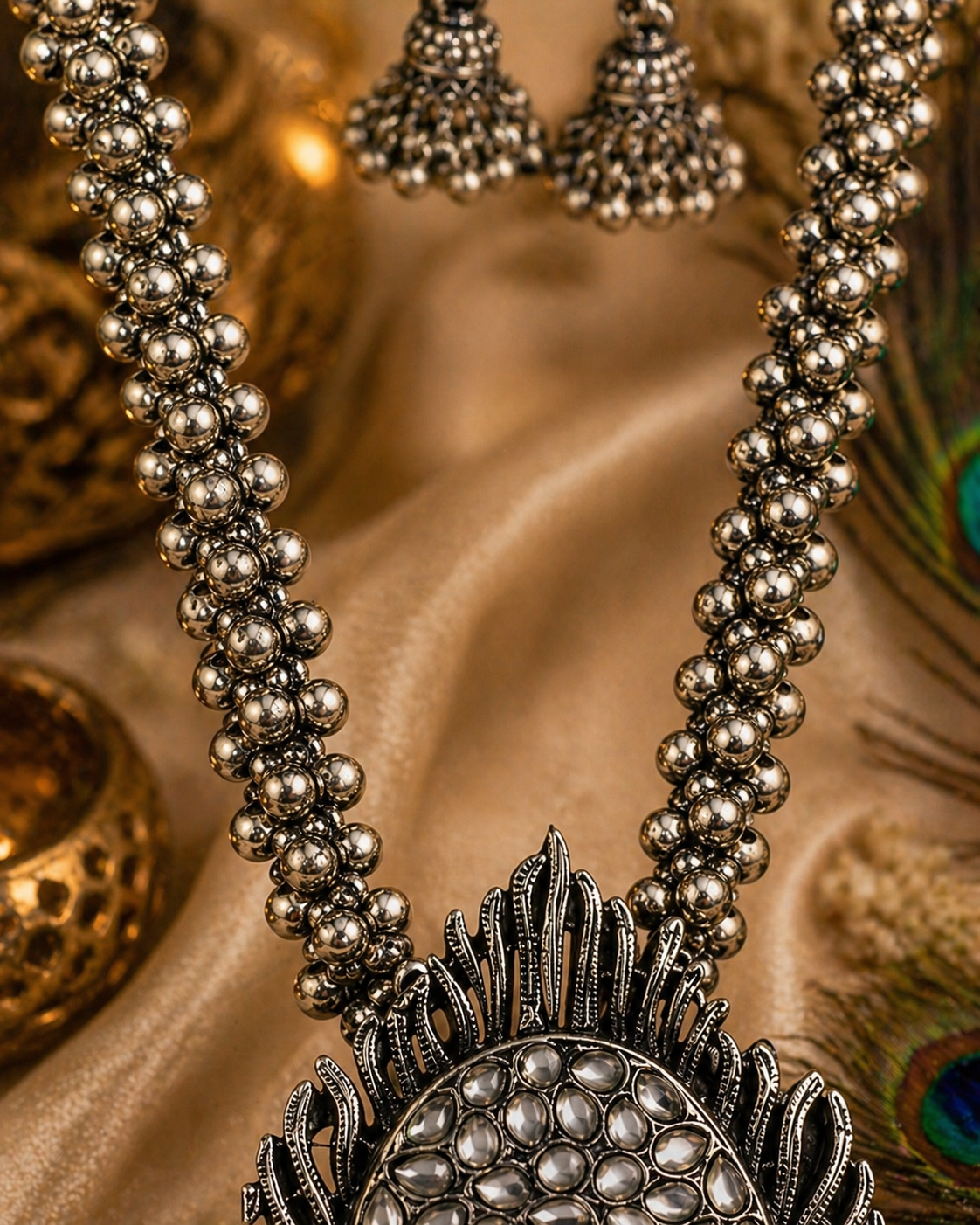 Divine Krishna Peacock Long Necklace Set