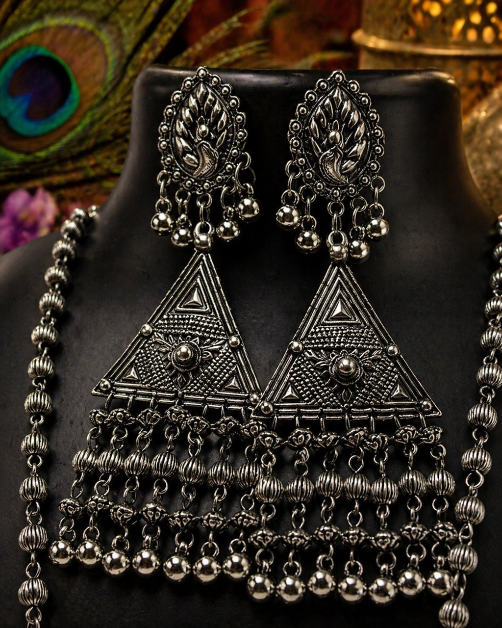 Royal Coin Cascade Long Necklace Set