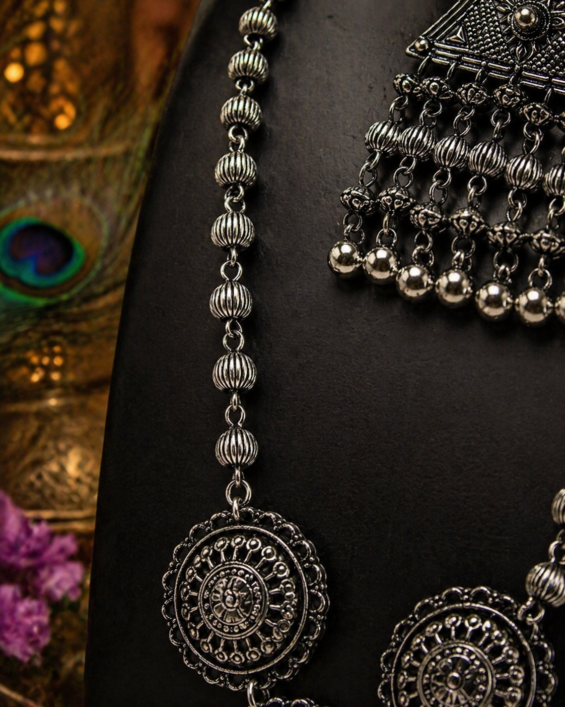 Royal Coin Cascade Long Necklace Set