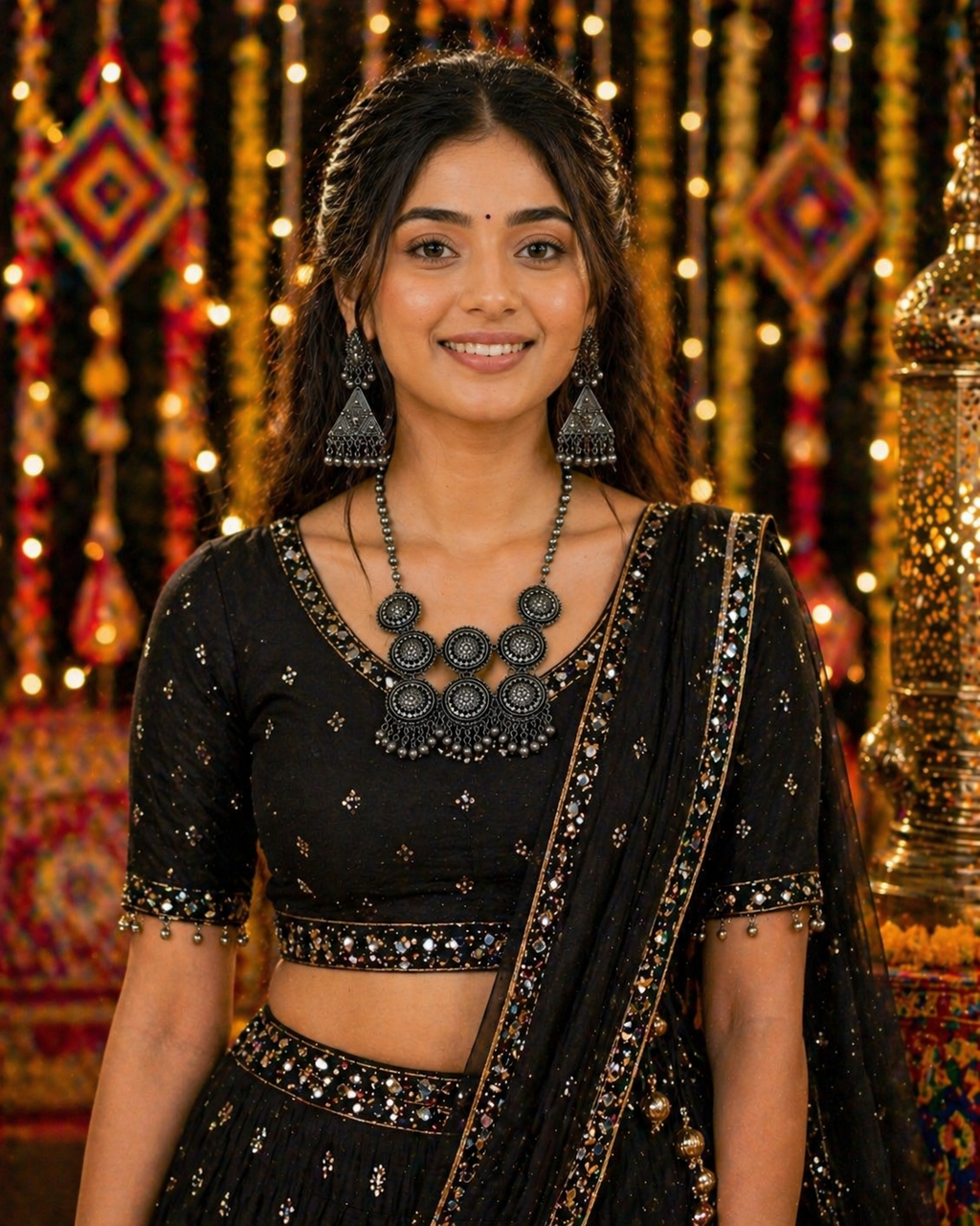 Royal Coin Cascade Long Necklace Set