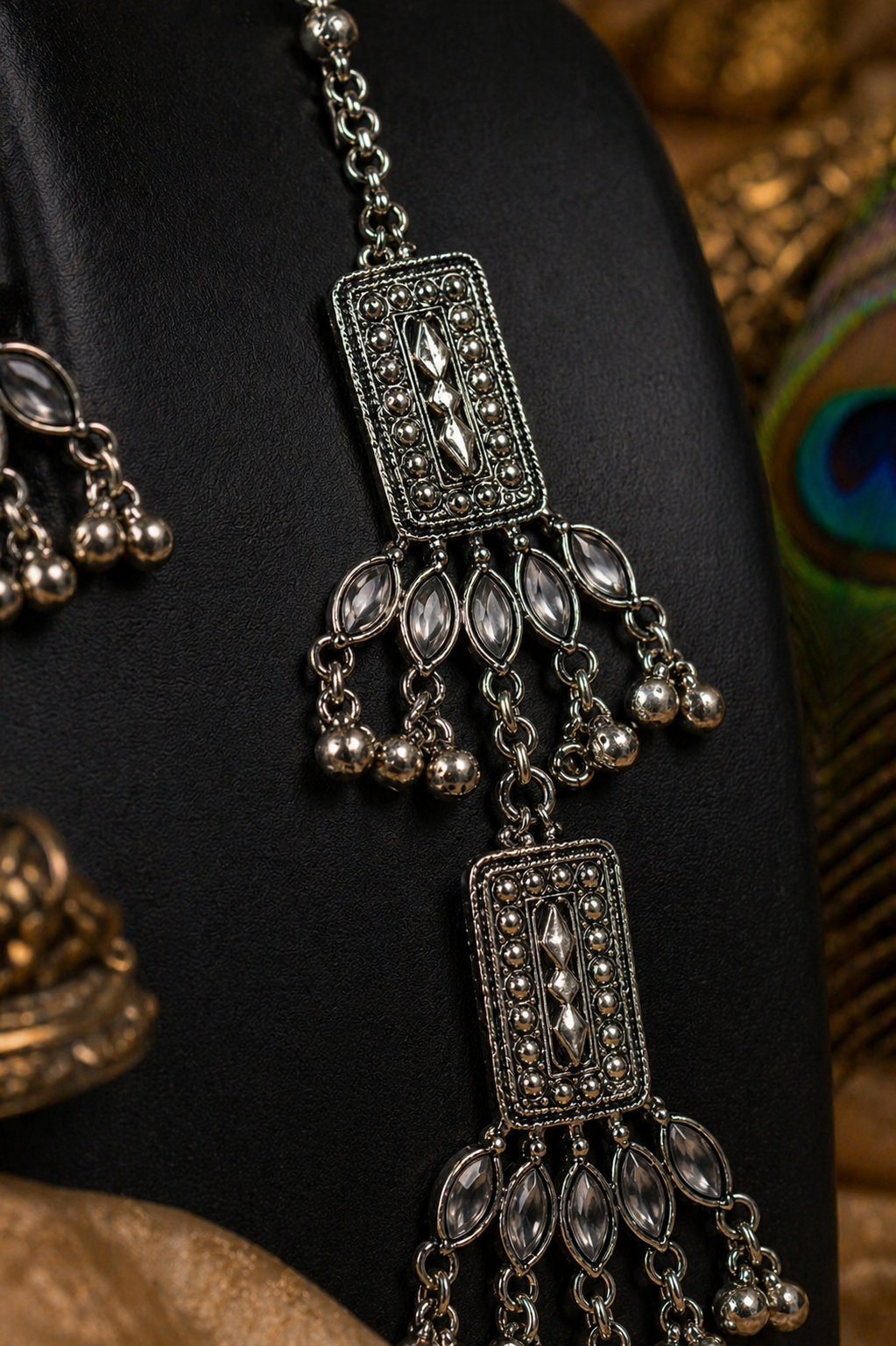 Royal Fringe Cascade Long Necklace Set